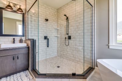 Bathroom with glass shower enclosure